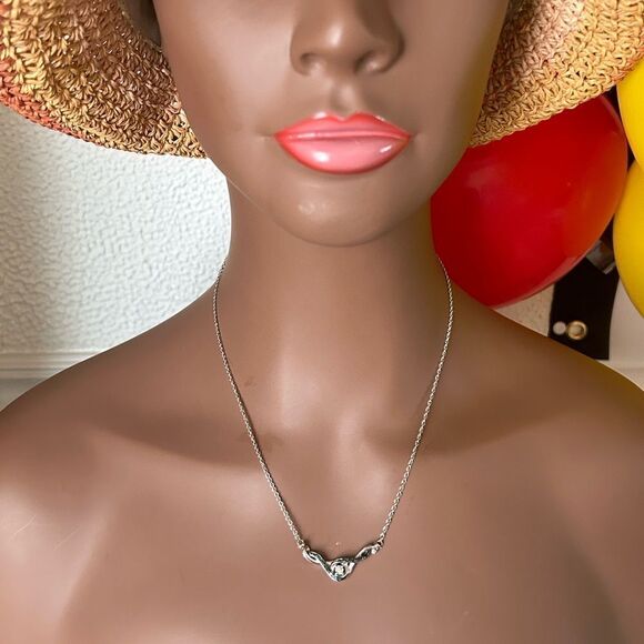 925 Sterling Silver Blue/White Diamonds Necklace - Picture 9 of 9